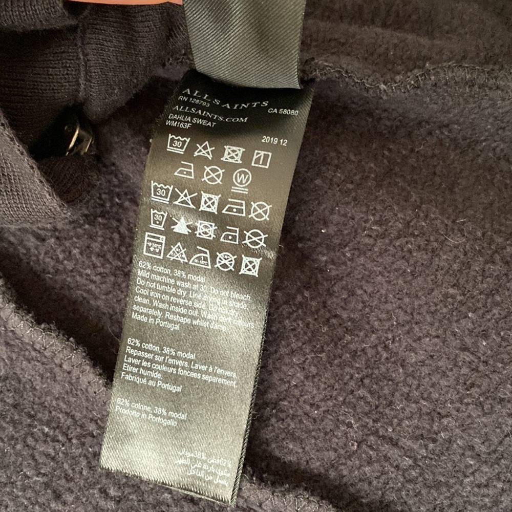 All Saints Dahlia Black Sweatshirt Cardigan Size S - Picture 7 of 7